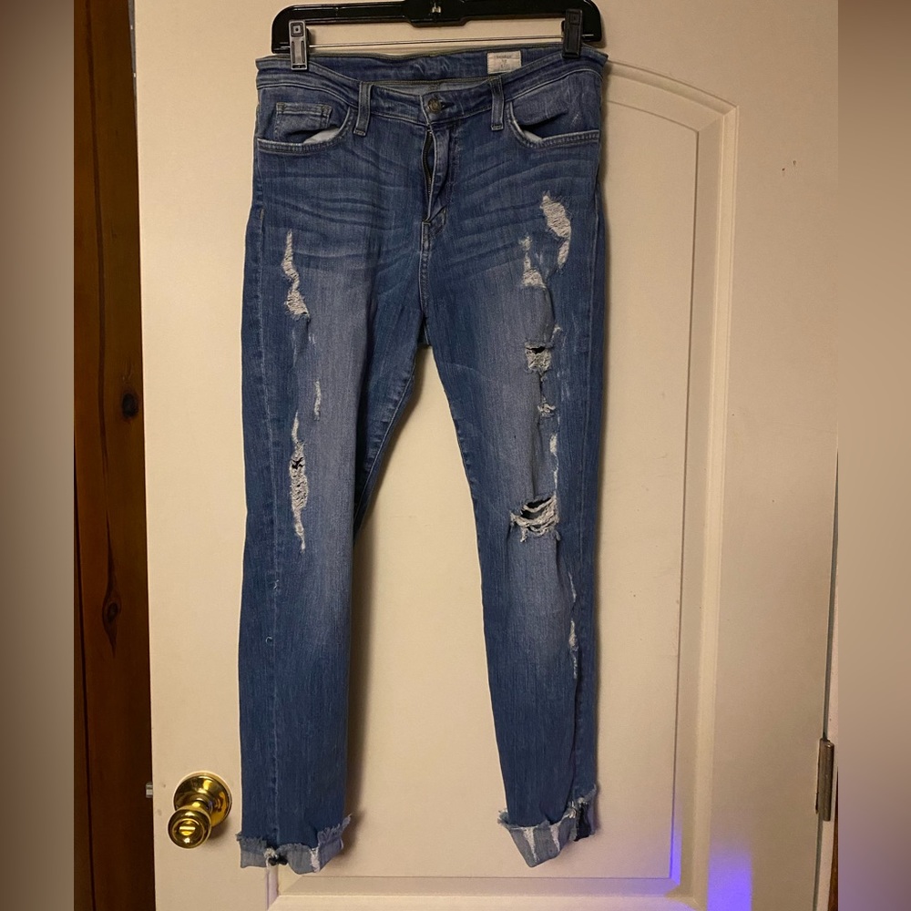 Ripped blue jeans